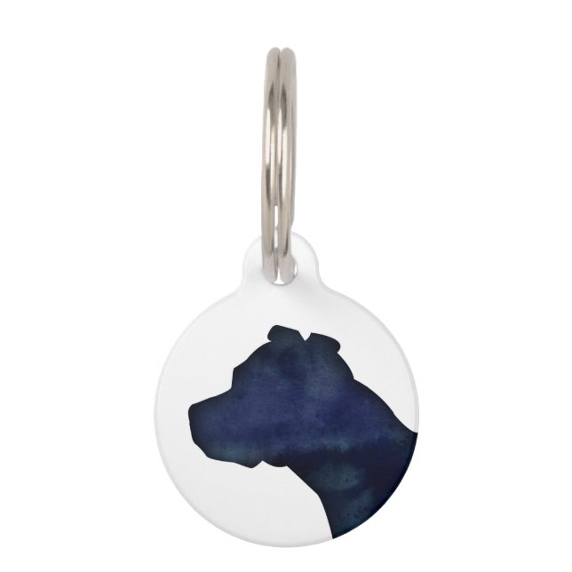 ピットブル 犬種 シルエット 黒 水彩 ペット　ネームタグ (正面)