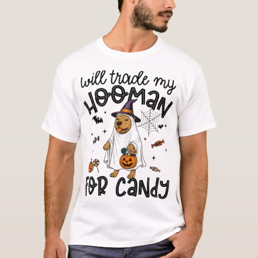 ピットブル 犬 ハロウィン 幽霊 怖い Tシャツ (正面)