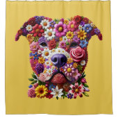 ピットブル 花柄 愛犬家 シャワーカーテン (正面)