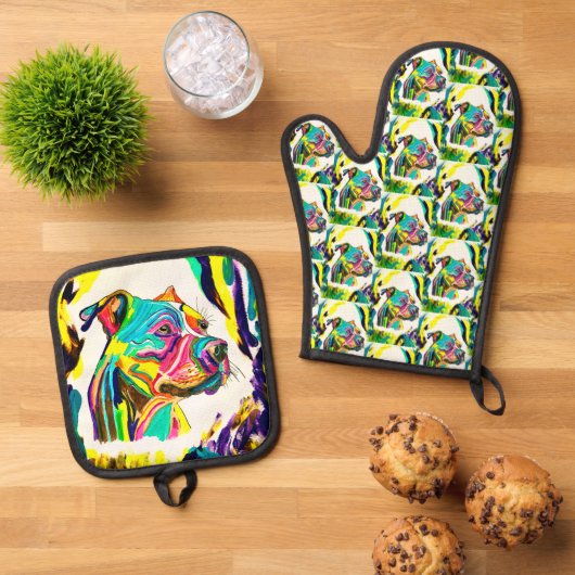 ピットブル 鍋つかみ&鍋敷きセット (トップダウン)