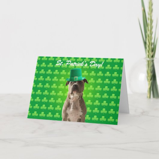 ピットブルSt patricks dayクローバーグリーティングカード カード (正面)