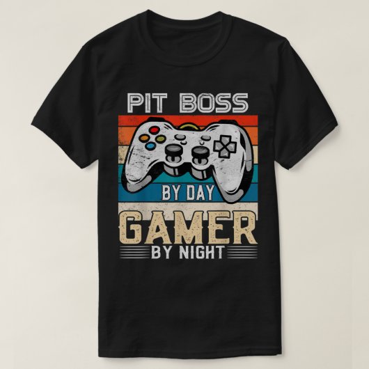 ピットボスデイゲーマーby night video gaming fans R Tシャツ (デザイン正面)