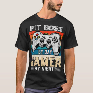 ピットボスデイゲーマーby night video gaming fans R Tシャツ