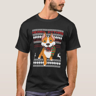 ピットマスのメリー・ピットブル・サンタクロース・ドッグ・アガシ・クリスマス Tシャツ