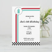 ピットレーンレースカー誕生日招待状 招待状 (スタンド正面)