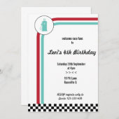 ピットレーンレースカー誕生日招待状 招待状 (正面/裏面)