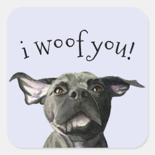 ピット・ブルかわいい犬のうごめく耳  iのwoof スクエアシール