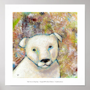 ピット・ブルのブルドッグの芸術の絵画のブルータスは幸せな犬です ポスター