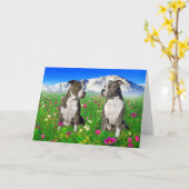 ピット・ブルBrindle及び青い(犬)スタッフォード及び犬 カード (黄色い花)