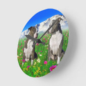 ピット・ブルBrindle及び青い（犬）スタッフォード及び犬 ラウンド壁時計 (傾斜)