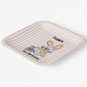 ピッパーソナライズされたクストライプの子供部屋アート – バニー ペーパープレート (傾斜あり)