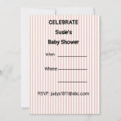 ピッパーソナライズされたクストライプの子供部屋アート – バニー 招待状 (裏面)