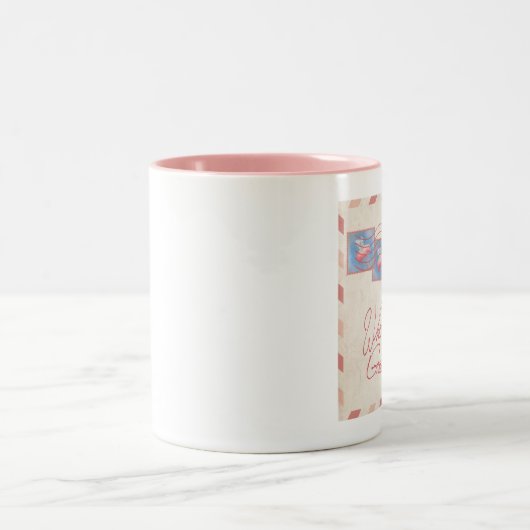 ピッパーソナライズされたグ飛んでいる郵便料金 ツートーンマグカップ (中央)