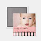ピッピーピンクストライプベビーフォト磁石 マグネット (正面/裏面)