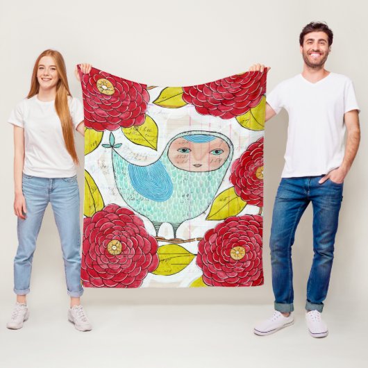 ピップジェラードインクバードinガーデン台帳イラストレーション フリースブランケット (インサイチュ)