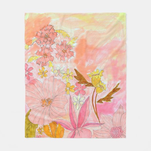 ピップジェラードモダンファンタジーインクガーデンイラストレーション フリースブランケット (正面)