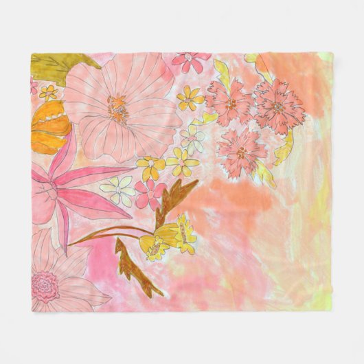 ピップジェラードモダンファンタジーインクガーデンイラストレーション フリースブランケット (正面(横))