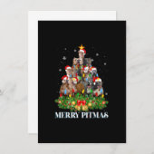 ピッメリーマスピットブルドッグ醜いクリスマスセーターTr 招待状 (正面/裏面)