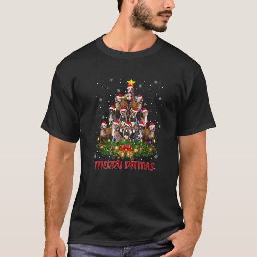 ピッメリーマスピットブルドッグ醜いクリスマスセーターTr Tシャツ (正面)