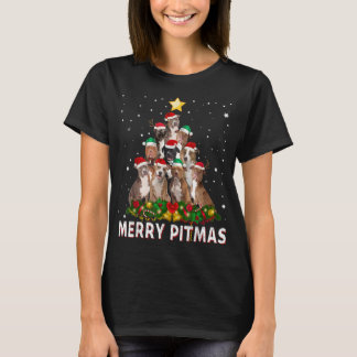 ピッメリーマスピットブルドッグ醜いクリスマスセーターTr Tシャツ