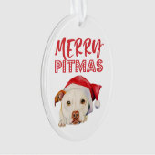 ピッメリーマス | サンタピットブルテリアードッグポートレート オーナメント (正面)