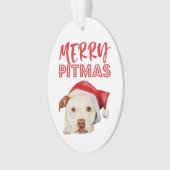 ピッメリーマス | サンタピットブルテリアードッグポートレート オーナメント (正面)