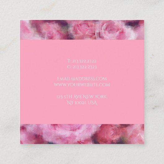 ピッモダンクエレガント・ローズプロフェッショナルテンプレート スクエア名刺 (裏面)
