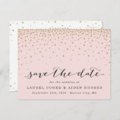 ピッモダンク素朴&金ゴールド星の保存日付 案内ポストカード (正面/裏面)