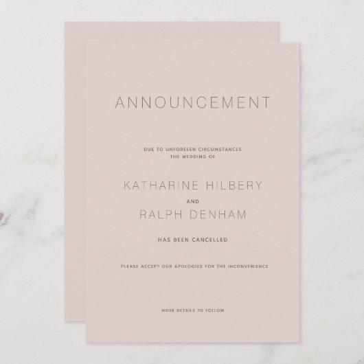 ピッモダンク結婚のキャンセル 招待状 (正面/裏面)