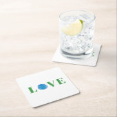 ピッ名門私立校風のクレボールラブ スクエアペーパーコースター (インサイチュ)