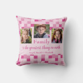 ピッ市松模様にク3 Photo Familyは次の製品で素晴らしす クッション (正面)