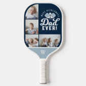 ピッ最高のクボールパパEverパーソナライズされた 4フォトグリッド ピックルボールラケット (正面)