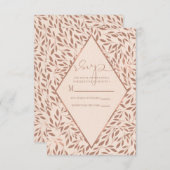 ピッ素朴ク離れボタニカルグラムシック結婚ズ 出欠カード (正面/裏面)