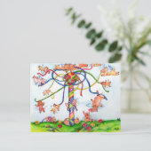 ピッ飛んでいるグマのまわりにイポール ポストカード (スタンド正面)