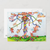 ピッ飛んでいるグマのまわりにイポール ポストカード (正面/裏面)