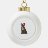ピティピットブルクリスマスライトクリスマスドッグ恋人 セラミックボールオーナメント (正面)
