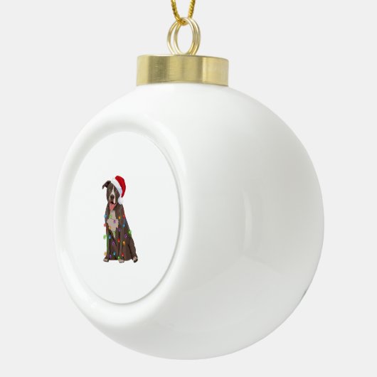 ピティピットブルクリスマスライトクリスマスドッグ恋人 セラミックボールオーナメント (右)