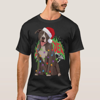 ピティピットブルクリスマスライトクリスマスドッグ恋人 Tシャツ