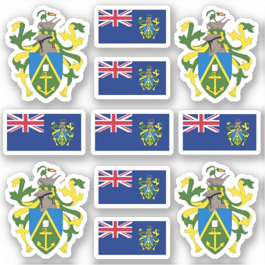 ピトケアン諸島のシンボル/腕とフラグのコートS シール (正面)