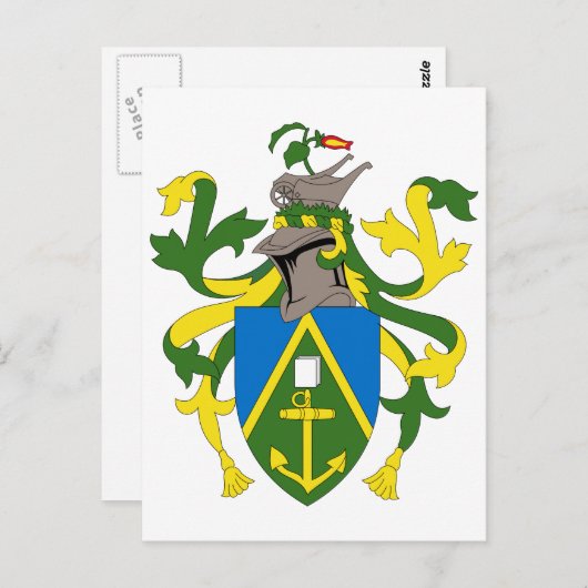 ピトケアン諸島公式コートオブアームズヘラルドライ ポストカード (正面/裏面)