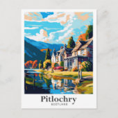 ピトロチェリースコットランドアートヴィンテージトラベルイラストレーション ポストカード (正面)