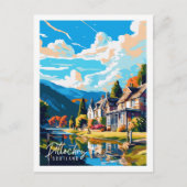 ピトロチェリースコットランドヴィンテージ旅行イラストレーション ポストカード (正面)