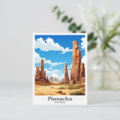 ピナクルスオーストラリアトラベルポトレイトイラストレーション ポストカード (スタンド正面)