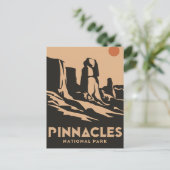 ピナクルス国立公園ヴィンテージミニマルトラベルアート シーズンポストカード (スタンド正面)