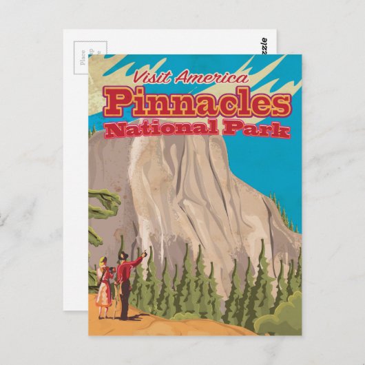 ピナクルス国立公園ヴィンテージ旅行ポスター。 ポストカード (正面/裏面)