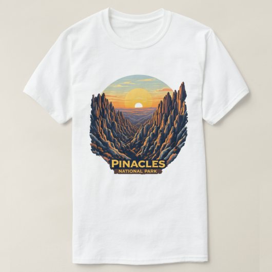 ピナクルス国立公園 – カリフォルニア Tシャツ (デザイン正面)