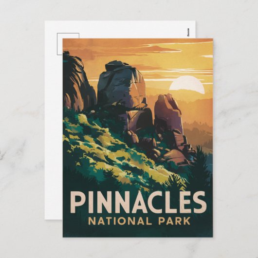 ピナクルズナショナルパークウォーターカラーイラストレーション シーズンポストカード (正面/裏面)