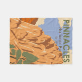 ピナクルズナショナルパークカリフォルニアヴィンテージ フリースブランケット (正面(横))