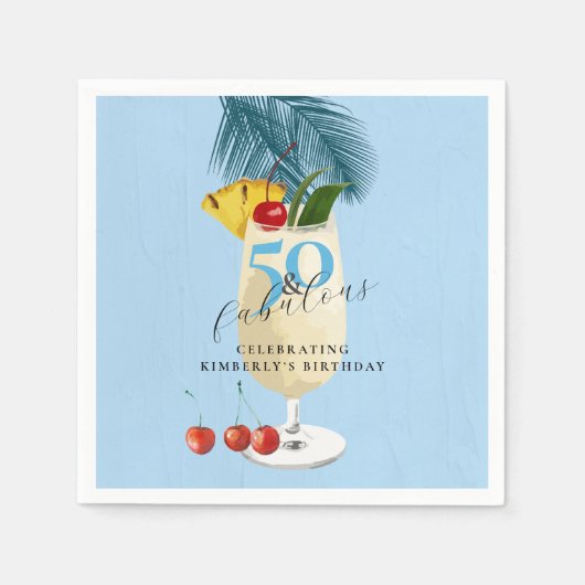 ピナコラダさくらんぼカクテル50thバースデーパーティー スタンダードカクテルナプキン (正面)