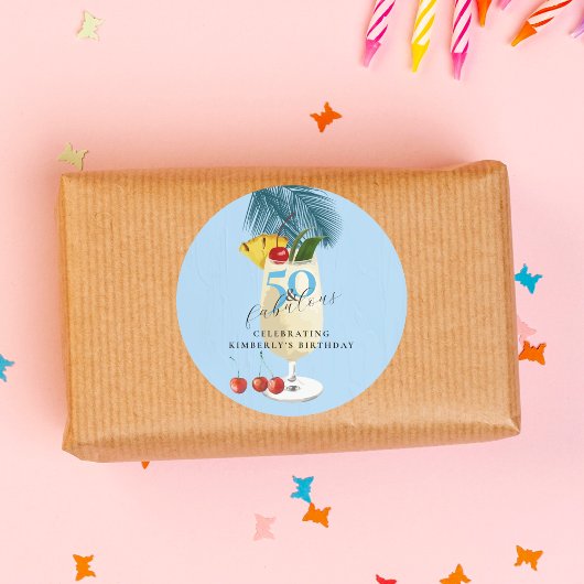 ピナコラダさくらんぼカクテル50thバースデーパーティー ラウンドシール